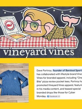 Mens Vineyard Vines/Dave Portnoy Pizza Shirt Size Large